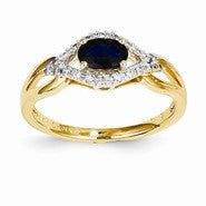 14k Yellow Gold Diamond & Sapphire Ring