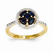 14k Yellow Gold Diamond & Sapphire Ring