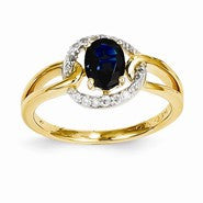 14k Yellow Gold Diamond & Sapphire Ring