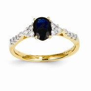 14k Yellow Gold Diamond & Sapphire Ring