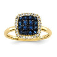 14k Yellow Gold Diamond & Sapphire Ring