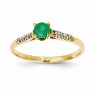 14k Yellow Gold Diamond and Emerald Ring