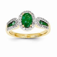 14k Yellow Gold Diamond & Emerald Ring