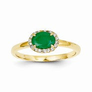 14k Yellow Gold Diamond and Emerald Ring