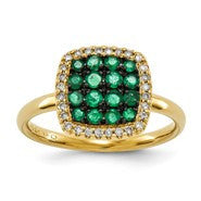 14k Yellow Gold Diamond & Emerald Ring