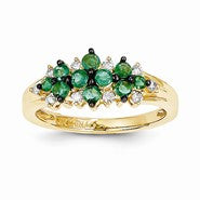 14k Yellow Gold Diamond & Emerald Ring