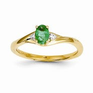 14k Yellow Gold Diamond & Emerald Ring