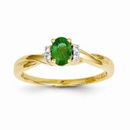 14k Yellow Gold Diamond & Emerald Ring