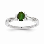 14k White Gold Diamond & Emerald Ring