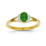 14k Yellow Gold Diamond & Emerald Ring