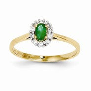 14k Yellow Gold Diamond & Emerald Ring