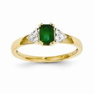 14k Yellow Gold Diamond & Emerald Ring