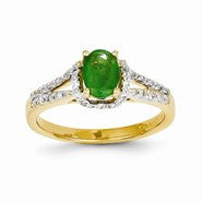 14k Yellow Gold Diamond & Emerald Ring