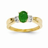 14k Two-toned Diamond & Emerald Ring