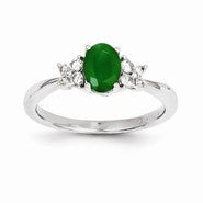 14k White Gold Diamond & Emerald Ring