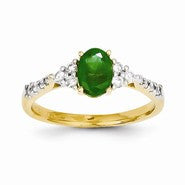 14k Yellow Gold Diamond & Emerald Ring