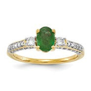 14k Yellow Gold Diamond & Emerald Ring