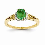14k Yellow Gold Diamond & Emerald Ring