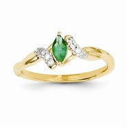14k Yellow Gold Diamond & Emerald Ring