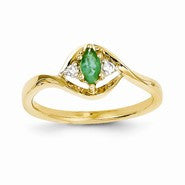 14k Yellow Gold Diamond & Emerald Ring