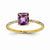 14k Yellow Gold Diamond and Amethyst Square Ring