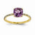 14k Yellow Gold Diamond and Amethyst Square Ring