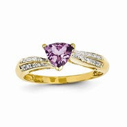 14k Yellow Gold Diamond and Amethyst Ring