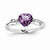 14k White Gold Diamond and Amethyst Heart Ring