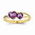 14k Yellow Gold Diamond and Amethyst Double Heart Ring