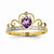 14k Yellow Gold Rhodium Diamond and Amethyst Heart Ring