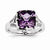 14k White Gold Diamond and Amethyst Square Ring