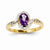 14k Yellow Gold Rhodium Diamond and Amethyst Oval Ring