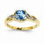 14k Yellow Gold Rhodium Diamond and Light Swiss Blue Topaz Heart Ring