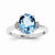 14k White Gold Diamond and Blue Topaz Oval Ring