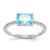 14k White Gold Diamond and Blue Topaz Square Ring