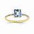 14k Yellow Gold Diamond and Blue Topaz Square Ring
