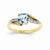 14k Yellow Gold Rhodium Diamond and Blue Topaz Square Ring