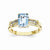 14k Yellow Gold Blue Topaz and White Topaz Square Ring