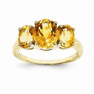 14k Yellow Gold Citrine Oval Ring