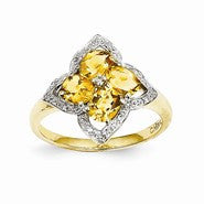 14k Yellow Gold Citrine and Diamond Ring