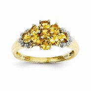 14k Yellow Gold Citrine and Diamond Ring