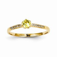 14k Yellow Gold Diamond and Yellow Sapphire Ring