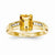 14k Yellow Gold Citrine and White Topaz Square Ring