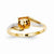 14k Yellow Gold Rhodium Diamond and Citrine Square Ring