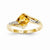 14k Yellow Gold Rhodium Diamond and Citrine Square Ring