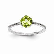 14k White Gold Diamond and Peridot Square Ring