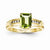 14k Yellow Gold Peridot and White Topaz Square Ring