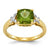 14k Yellow Gold Diamond and Peridot Square Ring