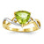 14k Yellow Gold Peridot and White Topaz Trillion Ring