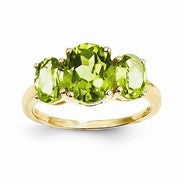 14k Yellow Gold Peridot Oval Ring